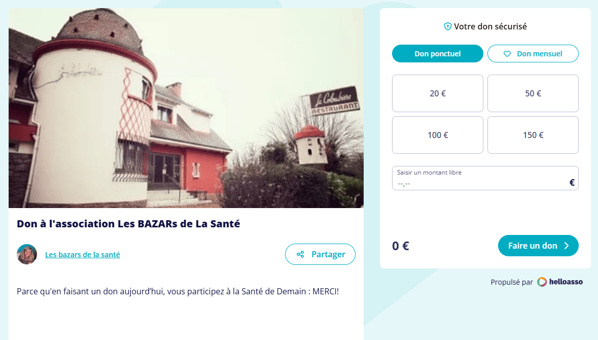 Formulaire de dons aux BAZARs de la Santé